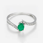 Bague "Belle Émeraude" D0,09/18 + E0,35/1 - Or Blanc