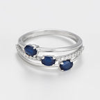 Bague "Trio De Saphir" D0,09Ct/20 + Saphir0,69Ct/3 - Or Blanc