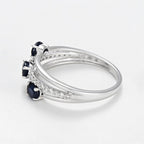 Bague "Trio De Saphir" D0,09Ct/20 + Saphir0,69Ct/3 - Or Blanc