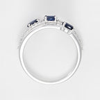Bague "Trio De Saphir" D0,09Ct/20 + Saphir0,69Ct/3 - Or Blanc