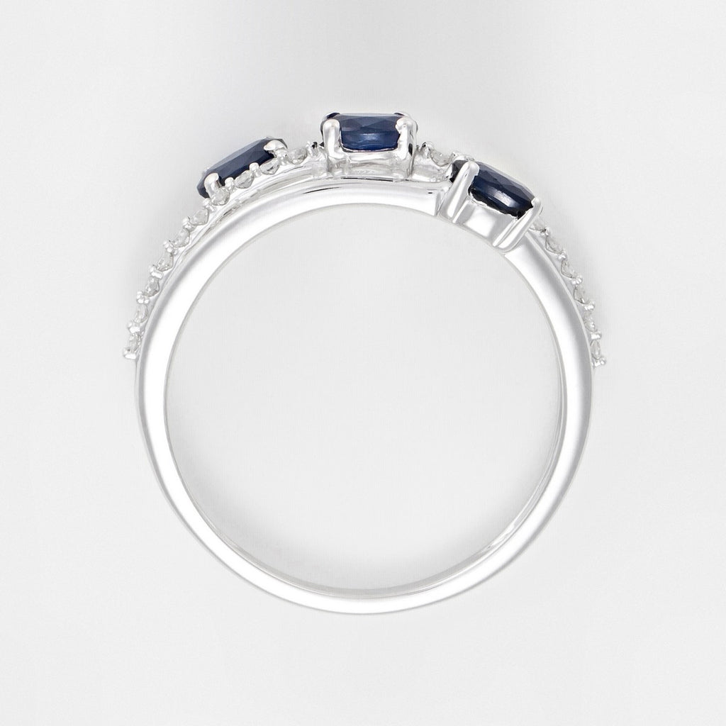 Bague "Trio De Saphir" D0,09Ct/20 + Saphir0,69Ct/3 - Or Blanc