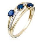 Bague "Trio De Saphir" D0,09Ct/20 + Saphir0,69Ct/3 - Or Jaune 375/1000