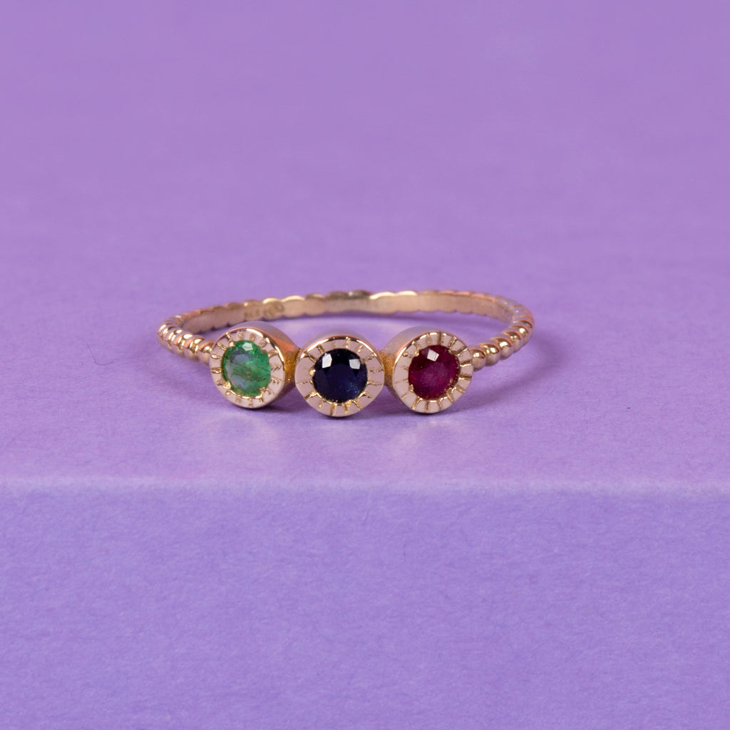 Bague "Trio Précieux 0,11Ct/3" - Or Jaune 375/1000