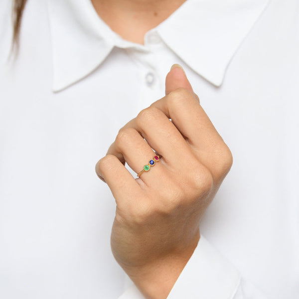 Bague "Trio Précieux 0,11Ct/3" - Or Jaune 375/1000