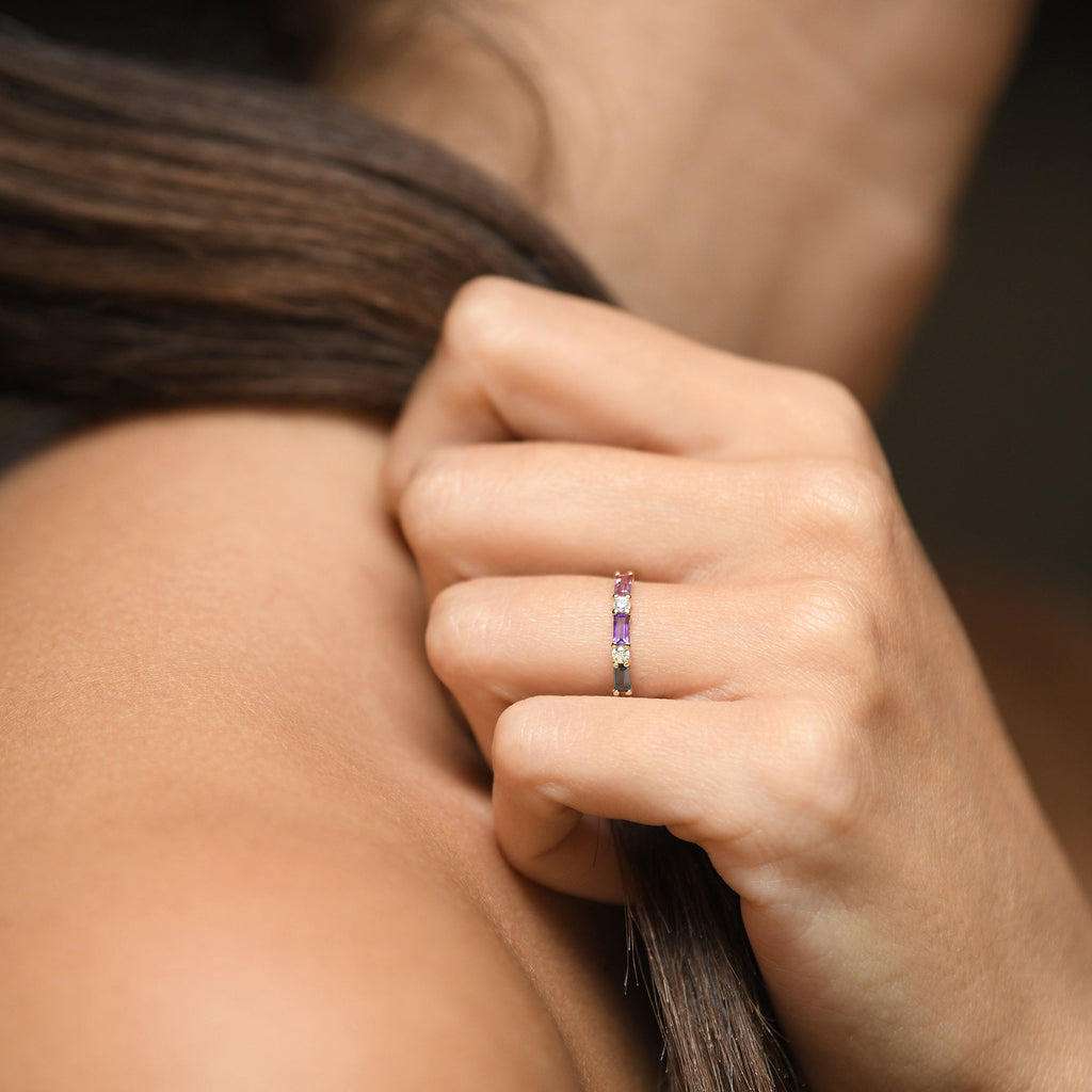 Bague " Hazel" Or Jaune 375 / 1000 Et Semiprecious St