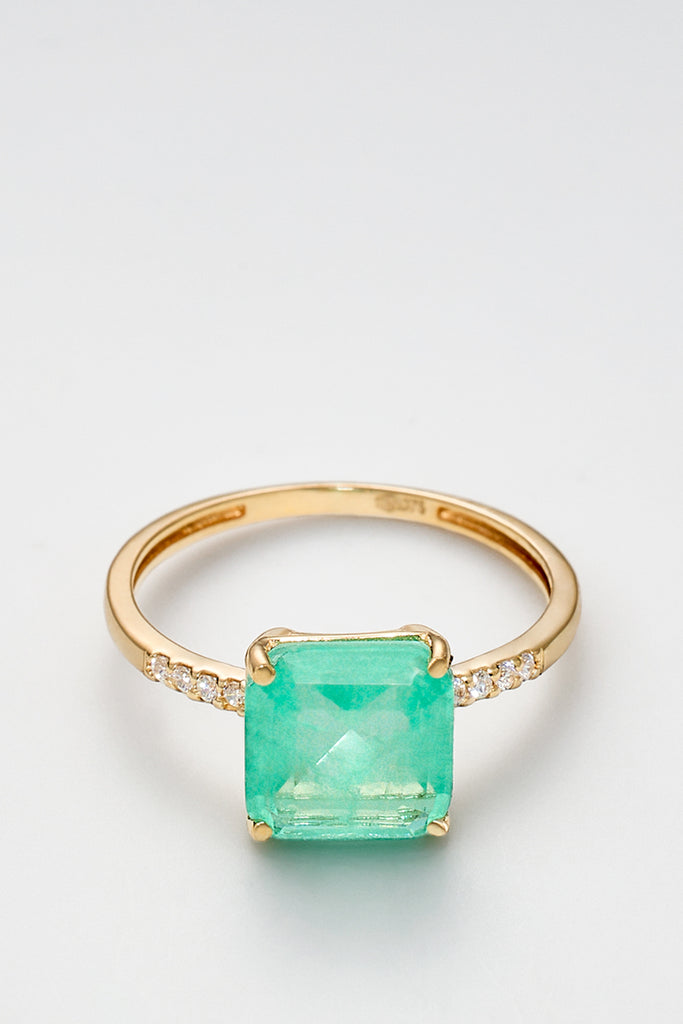 Bague "Arlene" - Or Jaune 375/1000 Et Quartz Vert