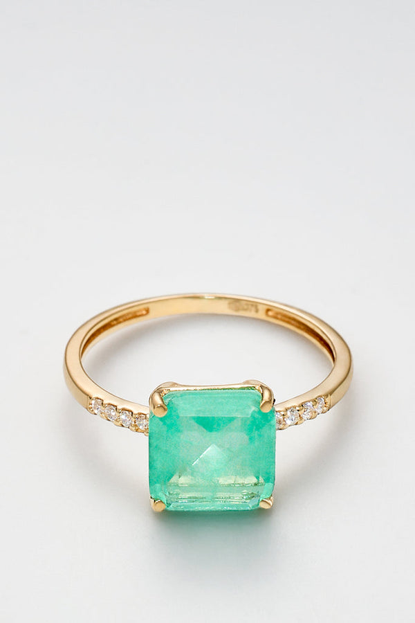 Bague "Arlene" - Or Jaune 375/1000 Et Quartz Vert