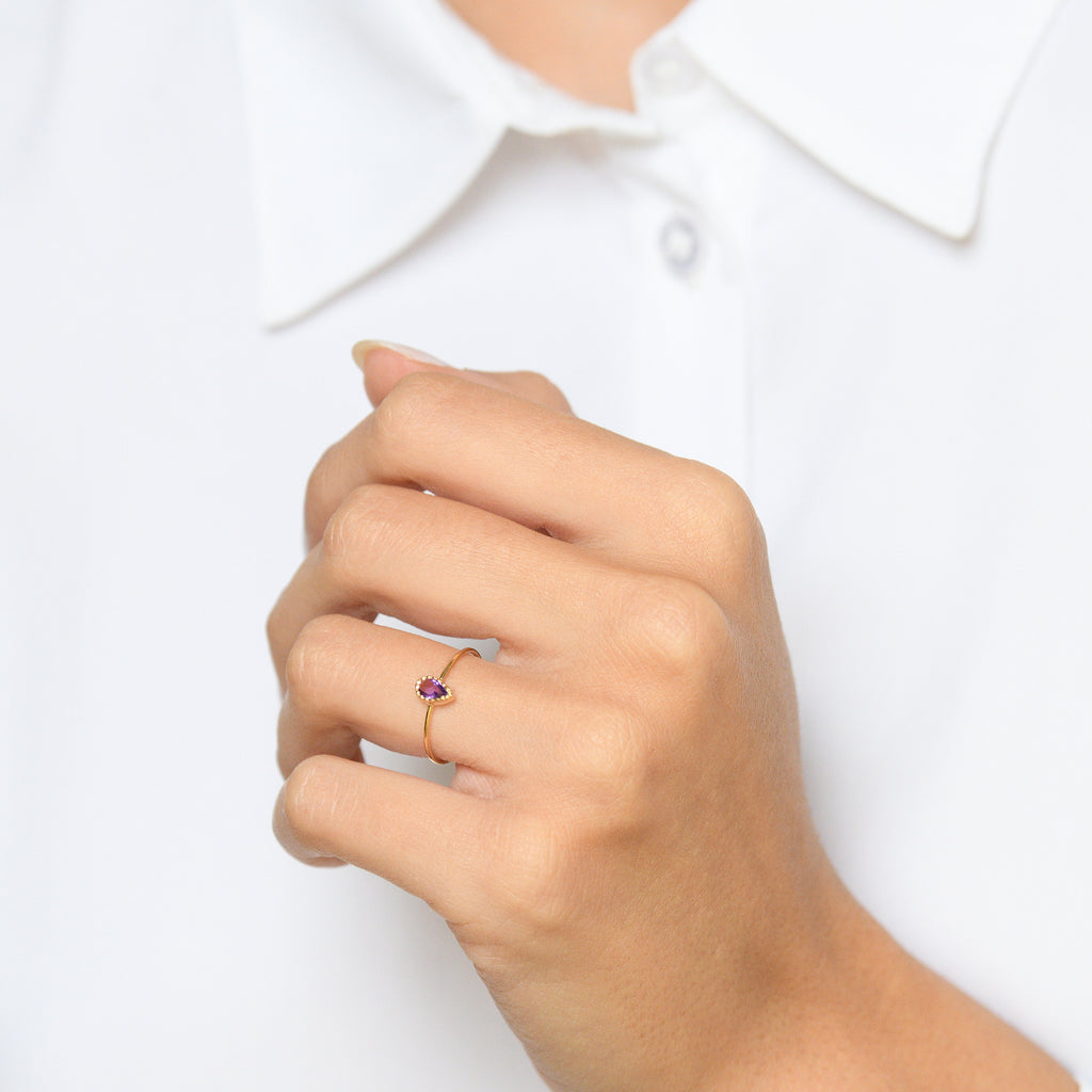 Bague "Pierre Amèthe 0,44Ct/1" - Or Jaune 375/1000
