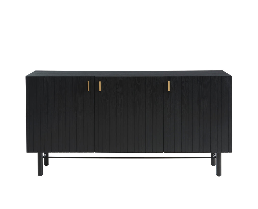 Buffet Calista - Placage Frêne Noir Pieds Métal