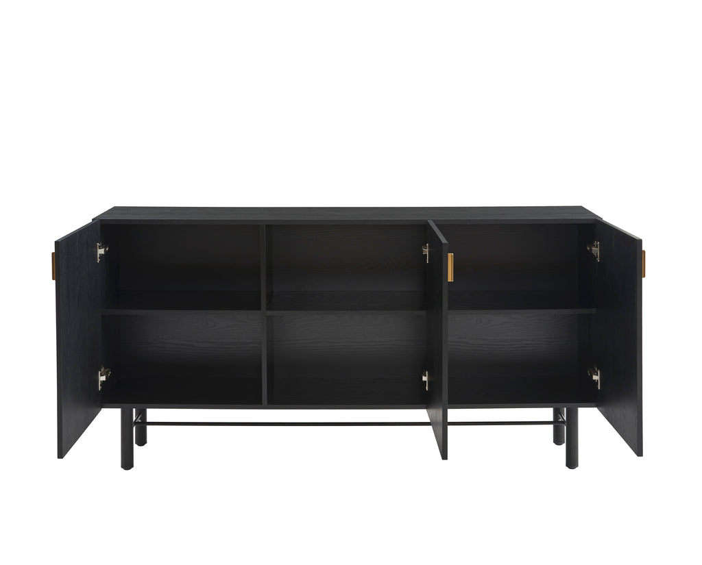 Buffet Calista - Placage Frêne Noir Pieds Métal