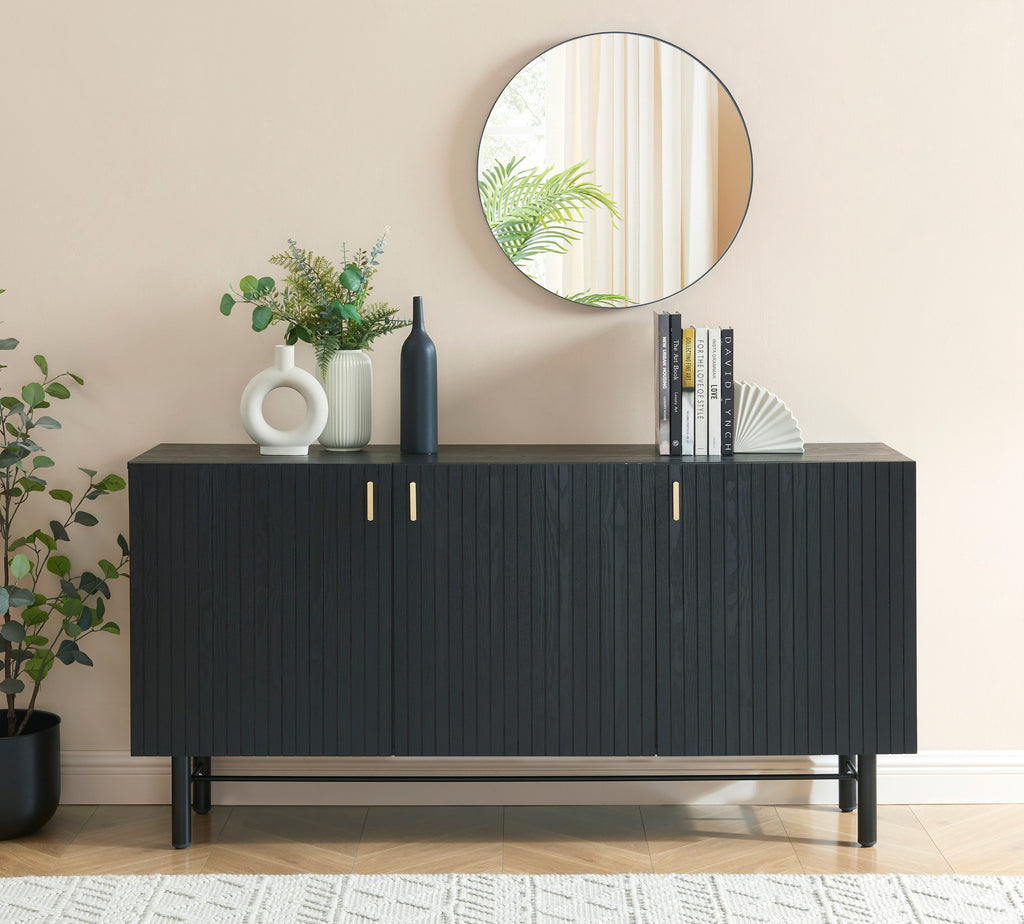 Buffet Calista - Placage Frêne Noir Pieds Métal