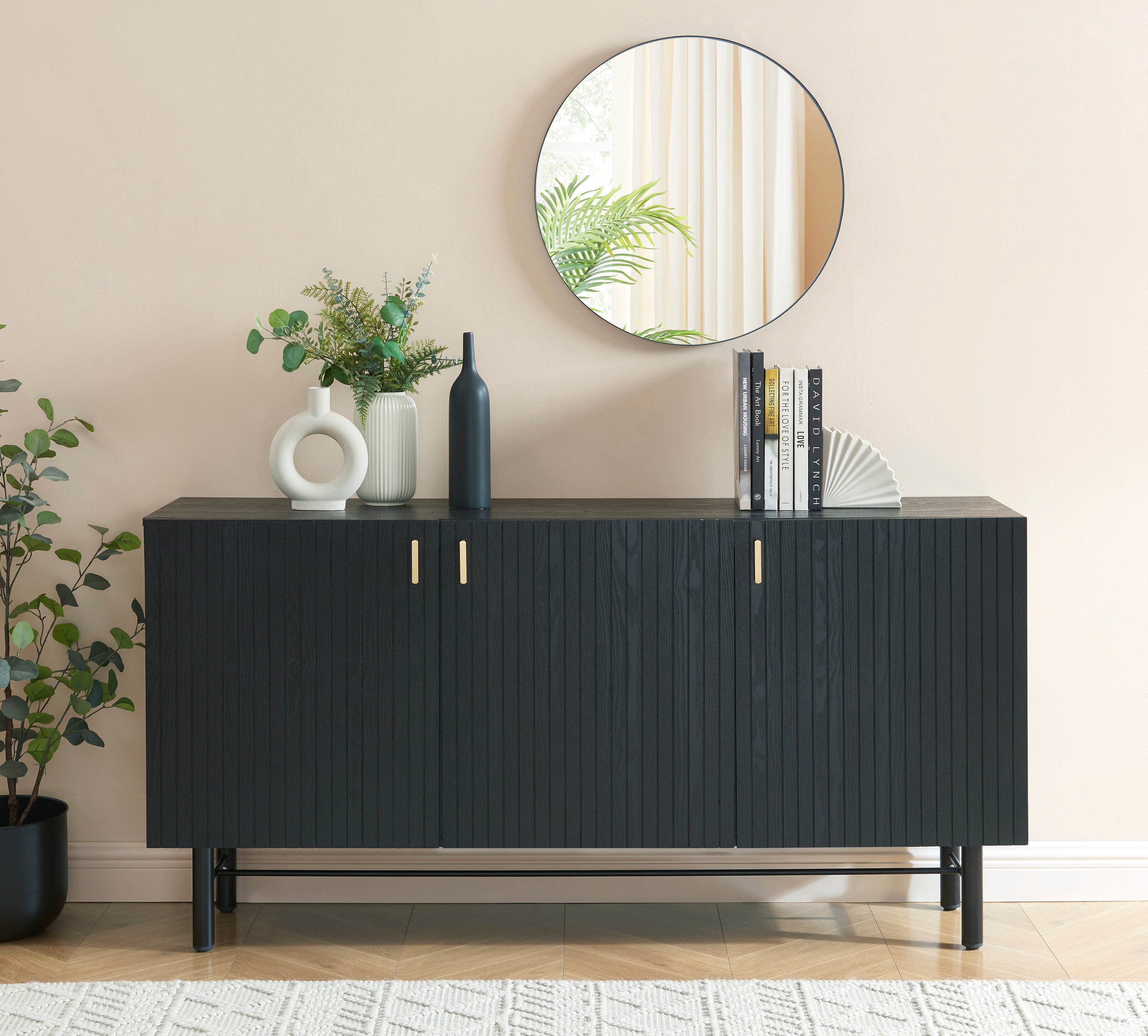 Buffet Calista - Placage Frêne Noir Pieds Métal