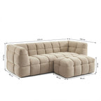 Ensemble Canapé Droit 3 Places + Pouf Moody - Tissu Lin Beige
