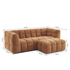 Ensemble Canapé Droit 3 Places + Pouf Moody - Tissu Lin Écureuil