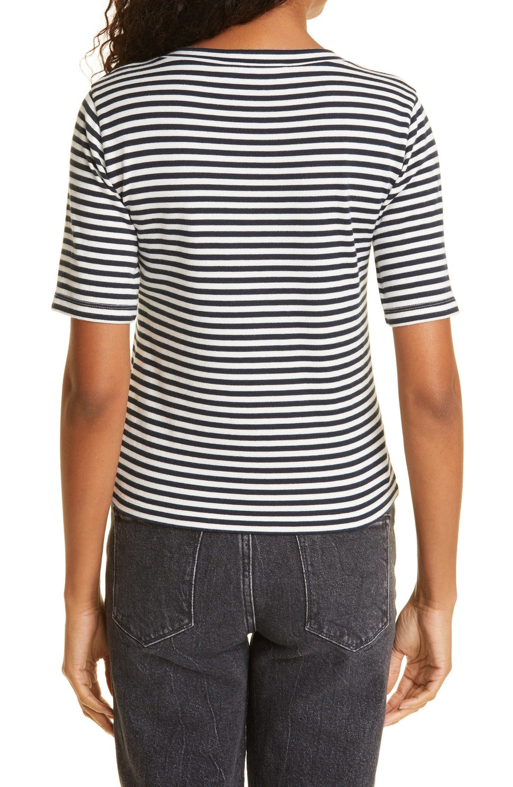 Top Button Up Ss Henley - Navy Multi