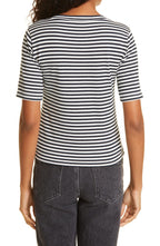 Top Button Up Ss Henley - Navy Multi