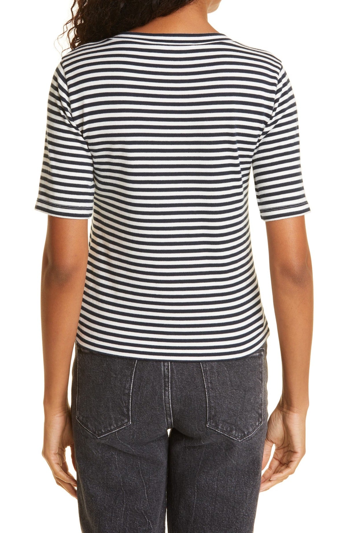 Top Button Up Ss Henley - Navy Multi