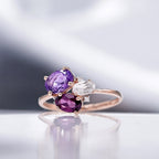 Bague "Barbara" D0,02/3 Améthyste 0,70/1, Rhodolite 0,66/1 & Rose Quartz 0,33/1 - Or Rose 375/1000