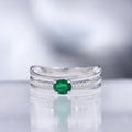 Bague "Mangaïa" D0,06/14 & Emeraude 0,38/1 - Or Blanc 375/1000