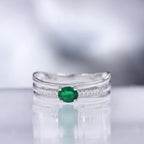 Bague "Mangaïa" D0,06/14 & Emeraude 0,38/1 - Or Blanc 375/1000