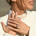 Bague "Volga" D0,03/8 & Saphir 0,58/8 - Or Blanc 375/1000