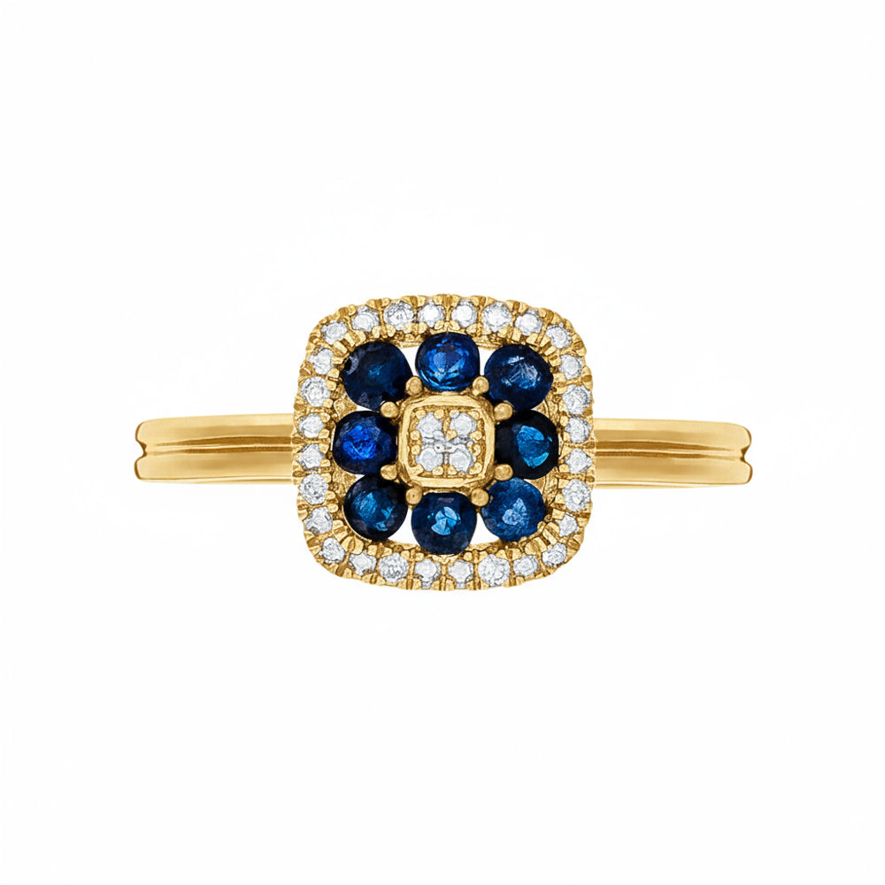 Bague "Volga" Diamants 0,03/8 & Saphir 0,58/8 - Or Jaune 375/1000