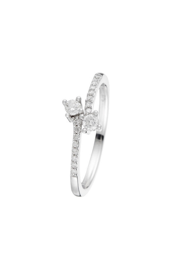 Bague "Aphrodite" D0,23/18 - Or Blanc 375/1000