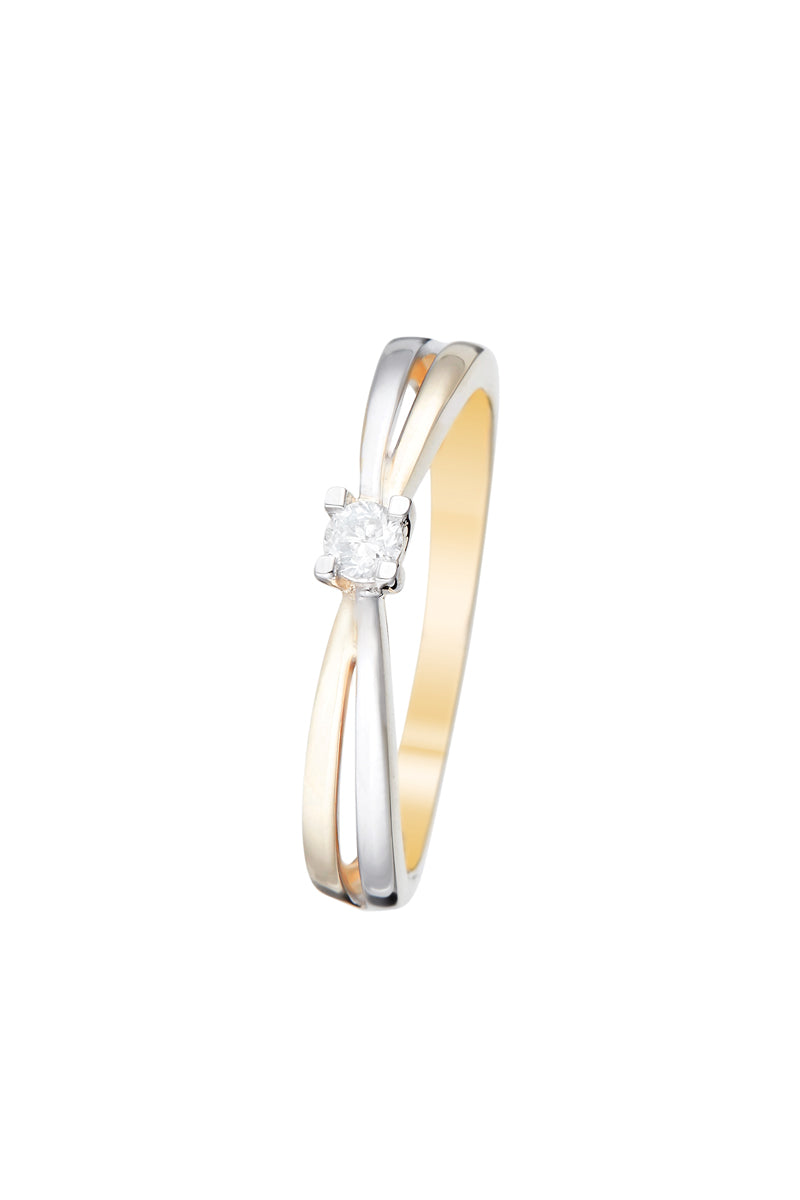 Bague "Ma Bien Aimée" Diamants 0,08/1 - Or Bicolore 375/1000
