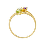 Bague "Bornéo" Améthyste 0,18/1, Topaze Bleue 0,24/1, Citrine 0,18/1 Et Péridot - Or Jaune 375/1000