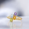 Bague "Bornéo" Améthyste 0,18/1, Topaze Bleue 0,24/1, Citrine 0,18/1 Et Péridot - Or Jaune 375/1000