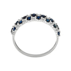 Bague "Princesse Grace" Diamants 0,21/14 + Saphirs 1,4/14 - Or Blanc 375/1000