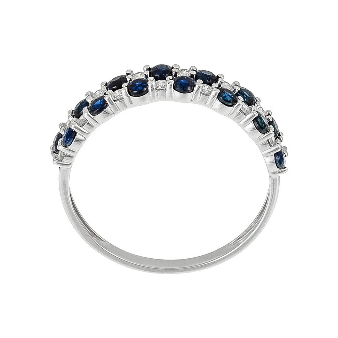Bague "Princesse Grace" Diamants 0,21/14 + Saphirs 1,4/14 - Or Blanc 375/1000