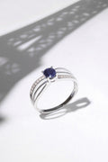 Bague "René" D0,07/14 & Saphir 0,50/1 - Or Blanc 375/1000