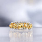 Bague "Olivines" D0,05/16 & Péridot 0,14/6 & Citrine 1,30/5 - Or Jaune 375/1000