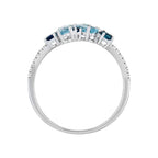 Bague "Saphir Elixir" D0,10/32 & Topaze Bleue 1,03/5 & Saphir 0,5/8 - Or Blanc 375/1000