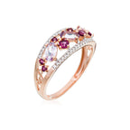 Bague "Amore" 0,12/36, Rhodolite Garnet 0,37/8 Et Améthyste Rose 0,53/3