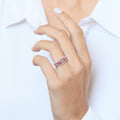 Bague "Amore" 0,12/36, Rhodolite Garnet 0,37/8 Et Améthyste Rose 0,53/3 - Or Rose 375/1000