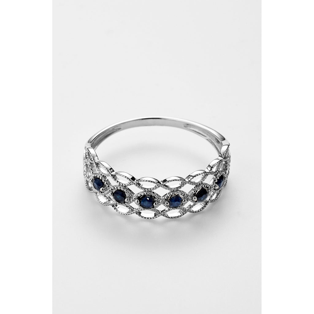 Bague "Pianosa" Saphir 0,378/6 - Or Blanc 375/1000