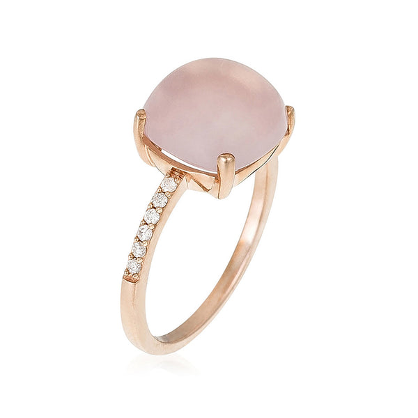 Bague "Rose Dragée" D0,11/12 & Quartz rose 4,8/1