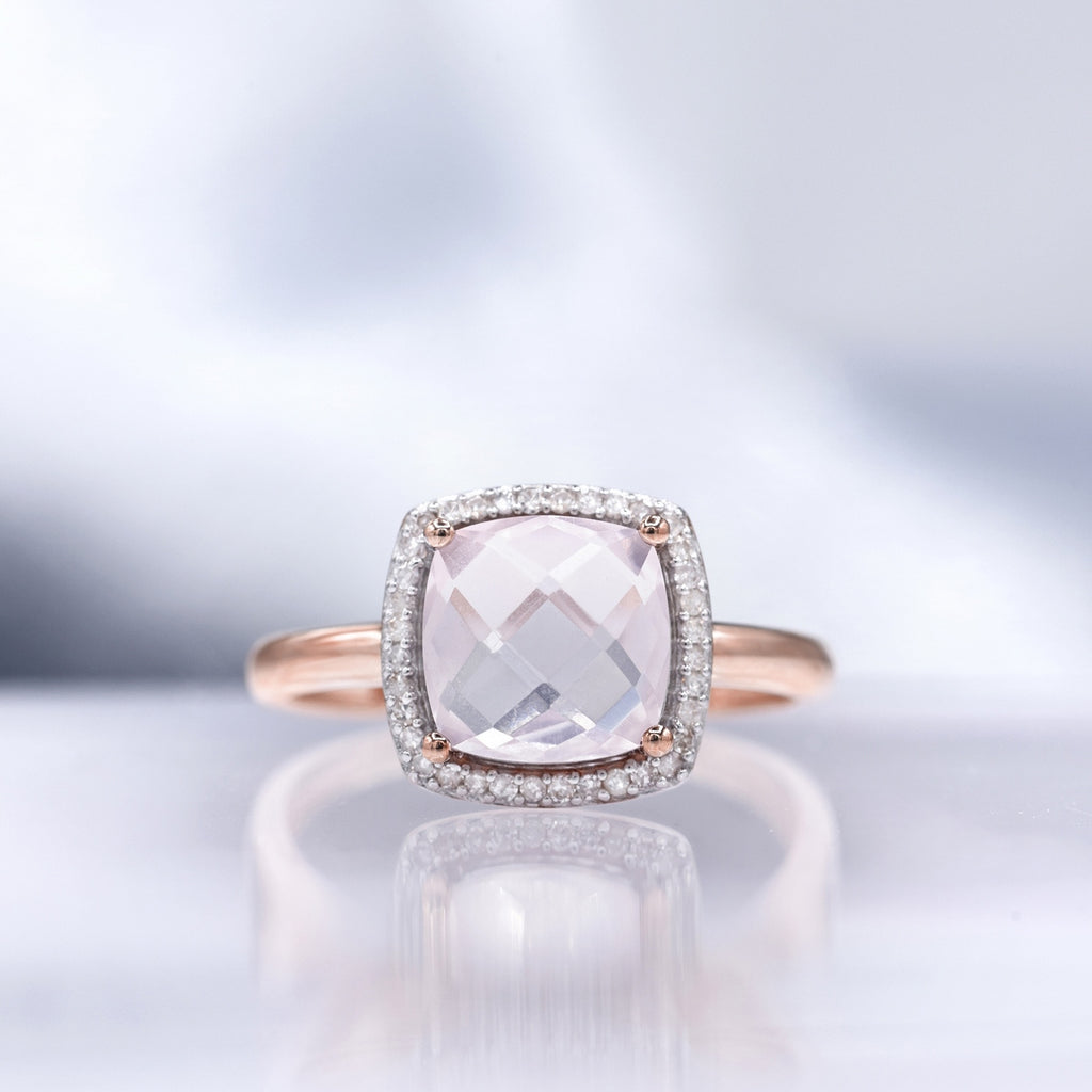 Bague "Quartissime" D0,12/36 & Quartz Rose 2,7/1 - Or Rose 375/1000
