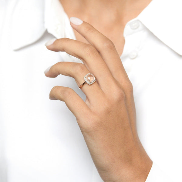 Bague "Quartissime" D0,12/36 & Quartz Rose 2,7/1 - Or Rose 375/1000