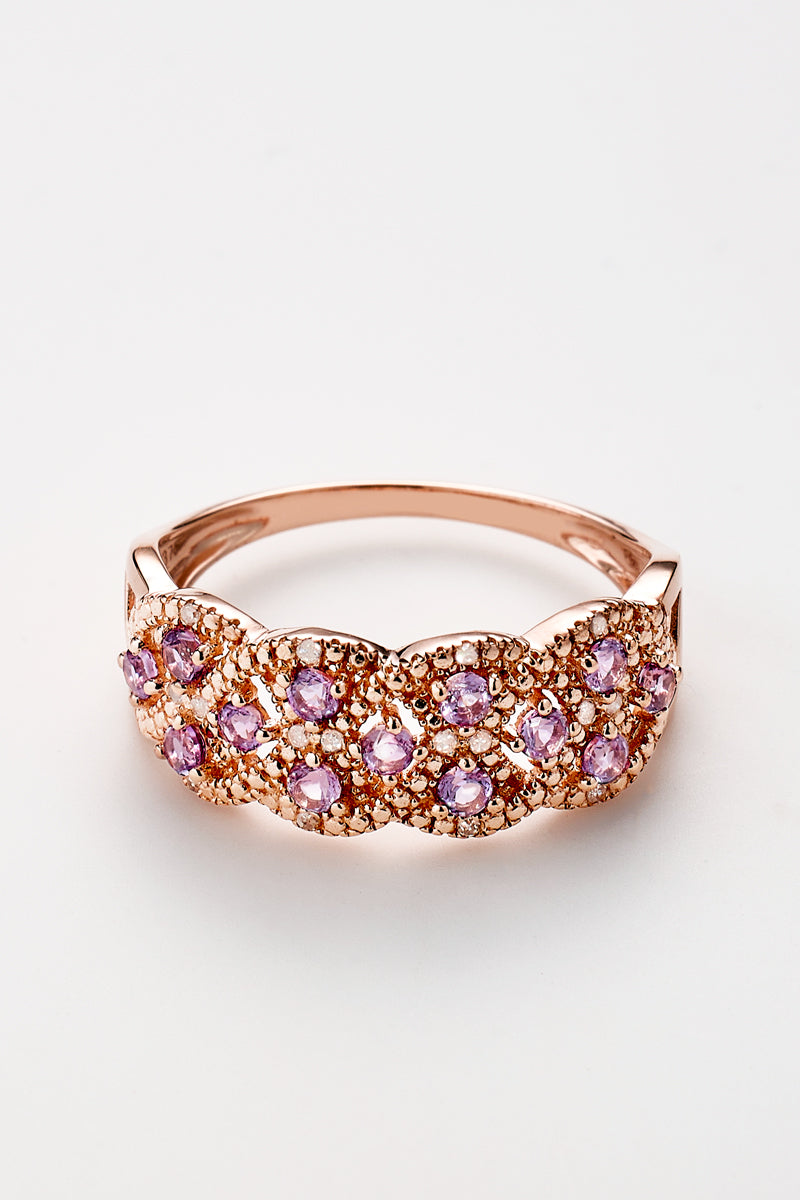Bague "Astéria" D0,051/16, Rose Amethyste 0,429/13 - Or Rose 375/1000