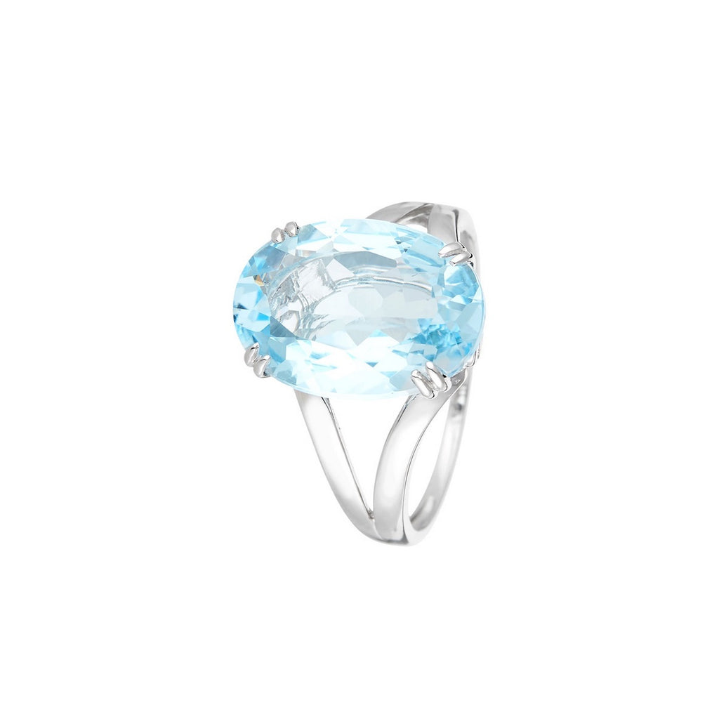 Bague "Pattaya" D0,05/2 & Topaze Bleue 6,4/1 - Or Blanc 375/1000