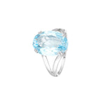 Bague "Pattaya" D0,05/2 & Topaze Bleue 6,4/1 - Or Blanc 375/1000