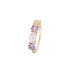 Bague "Carat Color" D0,09/6 & Rose Quartz 0,96/2 & Améthyste 0,74/2 - Or Jaune 375/1000
