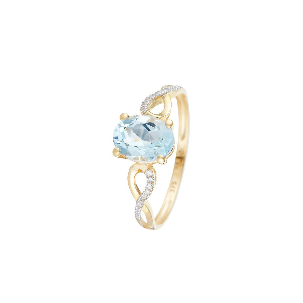 Bague "Tobago" D0,04/14 & Topaze Bleue 1,70/1 - Or Jaune 375/1000