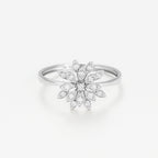 Bague "Bouquet" D0,11/17 - Or Blanc 375/1000