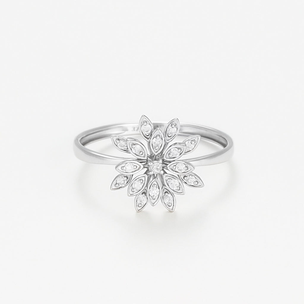 Bague "Bouquet" D0,11/17 - Or Blanc 375/1000