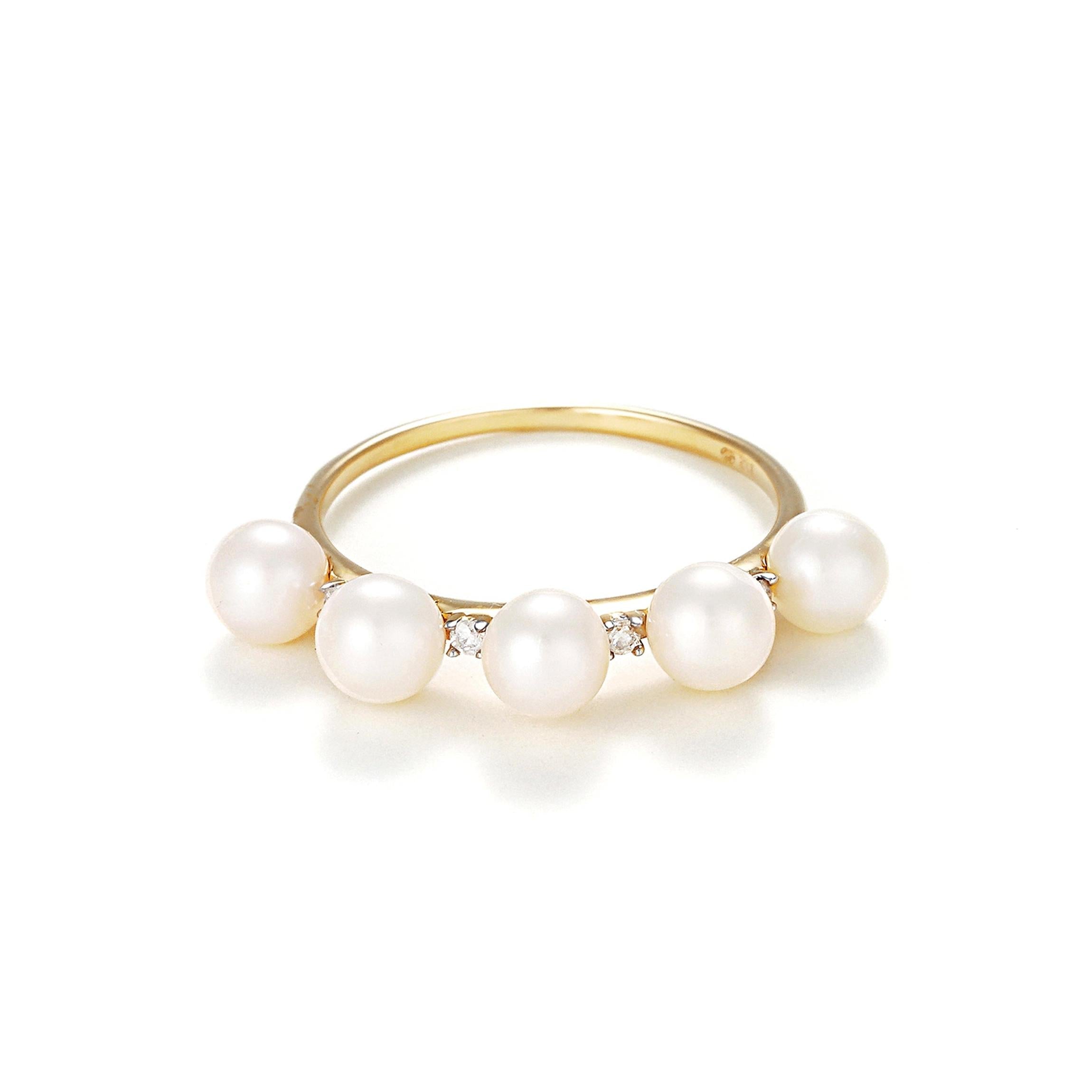 Bague Perle "Crown" 4Mm*5 Et Diamant 0,040