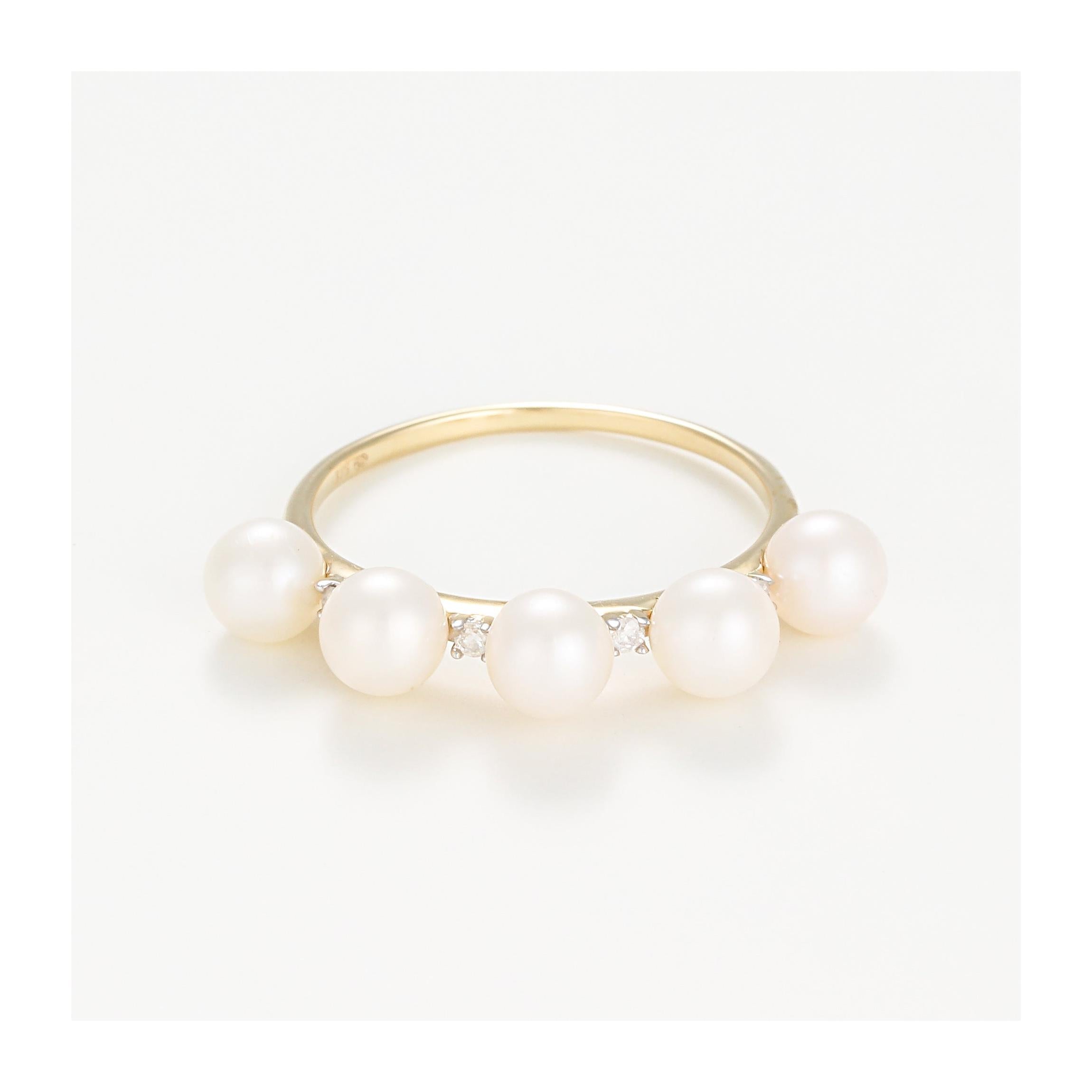 Bague Perle "Crown" 4Mm*5 Et Diamant 0,040